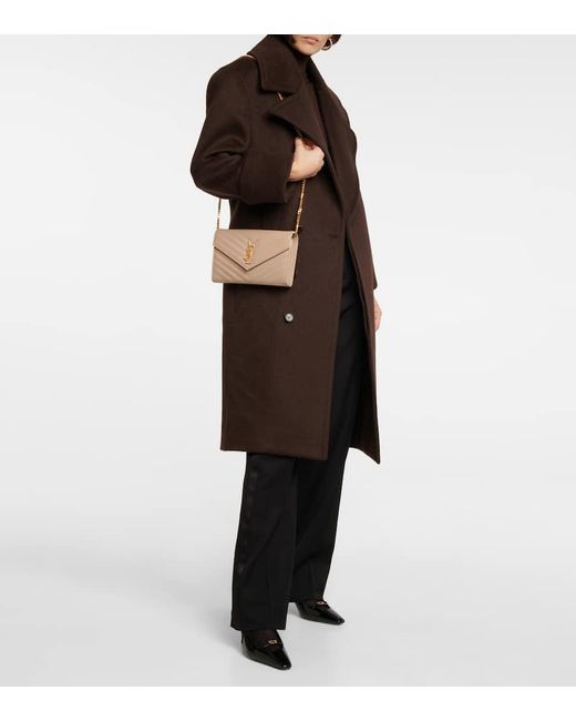 Saint Laurent Natural Cassandre Matelasse Leather Wallet On Chain