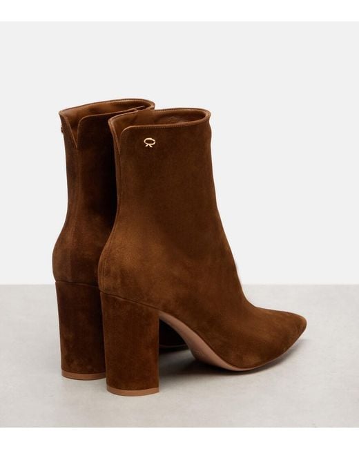 Gianvito Rossi Brown Lyell 85 Suede Ankle Boots