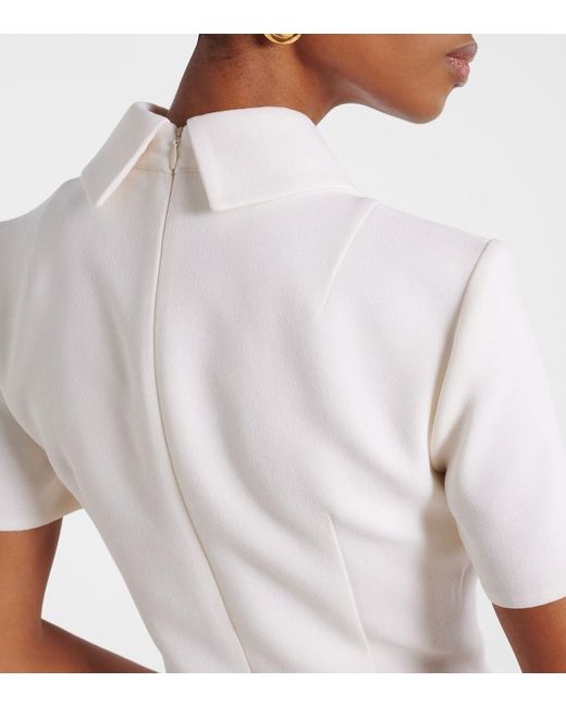 Emilia Wickstead White Jody Pleated Wool Midi Dress