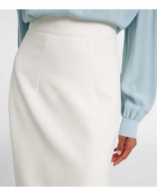 Safiyaa White Hokuku Crepe Pencil Skirt