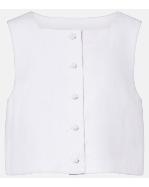 Posse White Rio Linen Crop Top