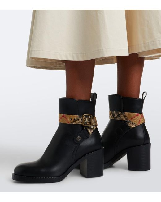 Burberry Black Huntley Leather Ankle Boots
