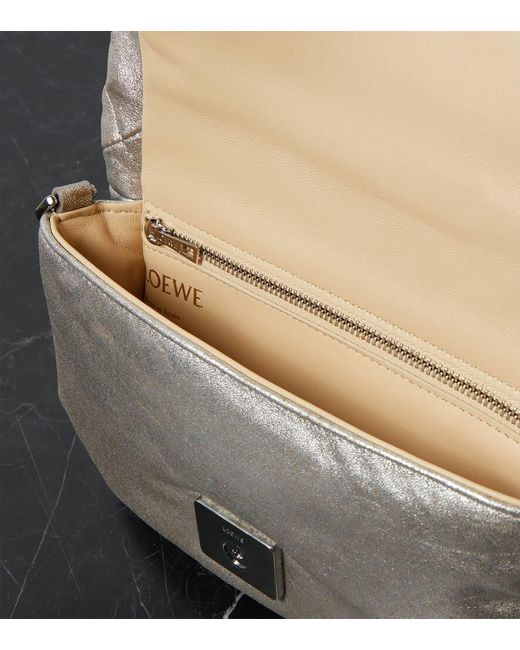 Loewe Goya Puffer Mini Metallic Leather Shoulder Bag