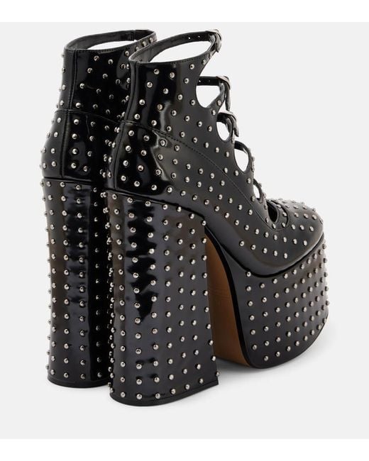 Marc Jacobs Black Kiki Studded Leather Platform Ankle Boots