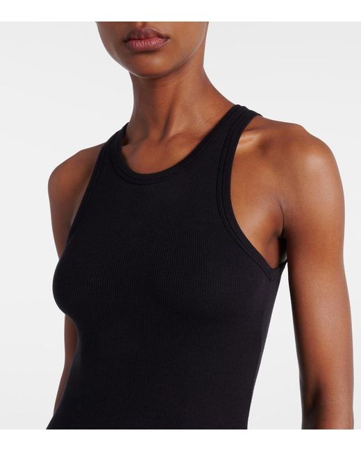 Alaïa Blue Ribbed-Knit Bodysuit