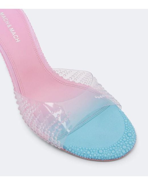 Mach & Mach Pink Crystal Flame Embellished Pvc Mules