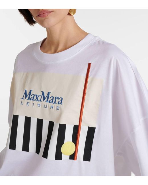 Max Mara White Satrapo Printed Cotton Jersey T-shirt