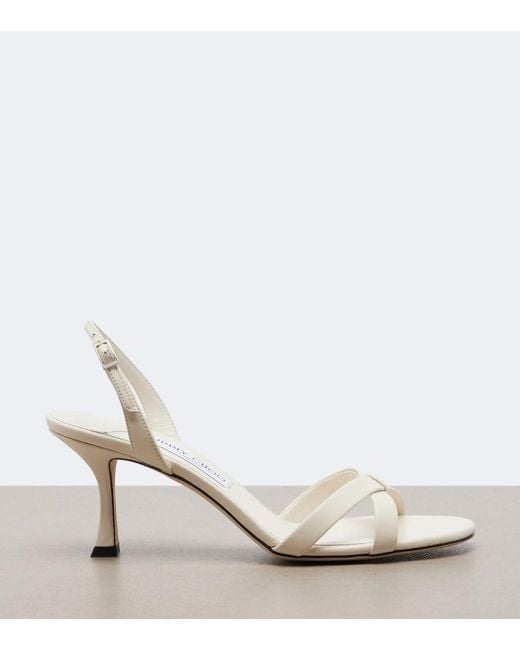 Jimmy Choo White Elsy Leather Slingback Sandals