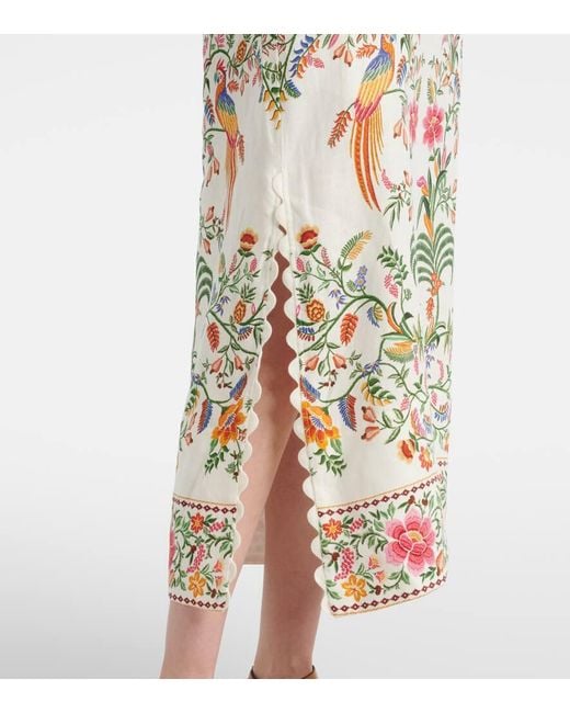 Robe Longue Imprimee En Lin Farm Rio en coloris White