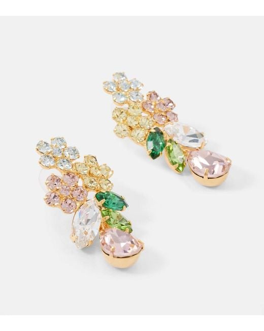 Jennifer Behr White Bouquet-Plated Drop Earrings