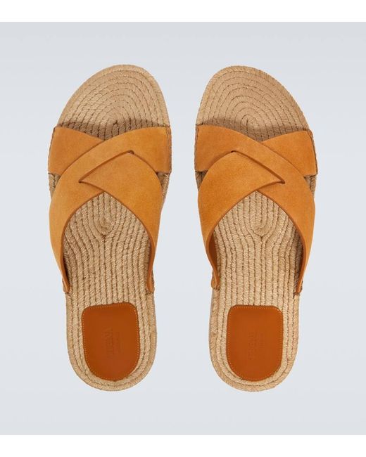 Zegna Espadrille-Sandalen Aus Veloursleder in Brown für Herren