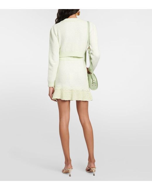 LoveShackFancy Green Heiress High-rise Tweed Miniskirt