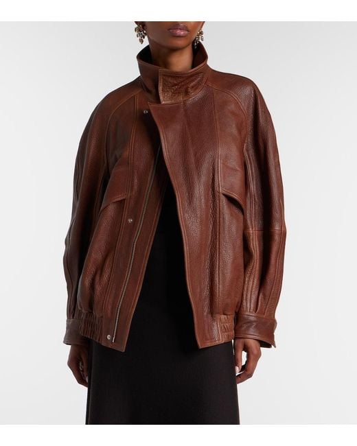 Nour Hammour Brown Ariste Leather Jacket