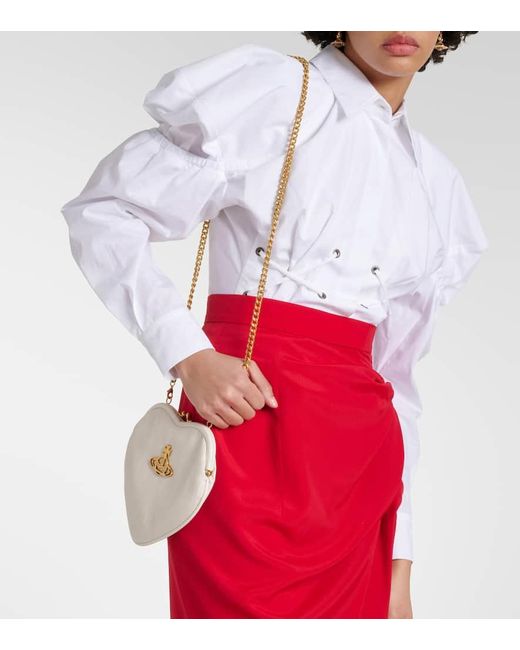 Vivienne Westwood White Schultertasche Belle Heart Mini mit Leder