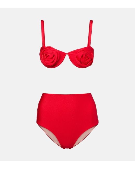 Adriana Degreas Red Floral-Applique Bikini