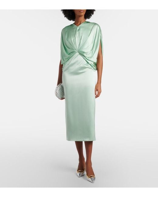 Roksanda Green Tari Gathered Silk Cocktail Dress