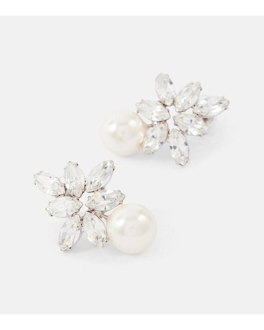 Jennifer Behr White Liza Embellished Faux Pearl Earrings