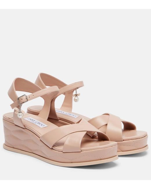 Jimmy Choo Pink Wedge-Sandalen Astra 60 Aus Leder