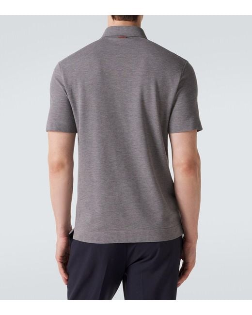 Zegna Gray Cotton Pique Polo Shirt for men