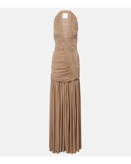 Christopher Esber Natural Orion Gathered Ruched Gown