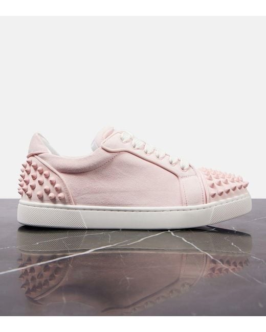 Christian Louboutin Pink Sneakers Vieira 2 Aus Veloursleder
