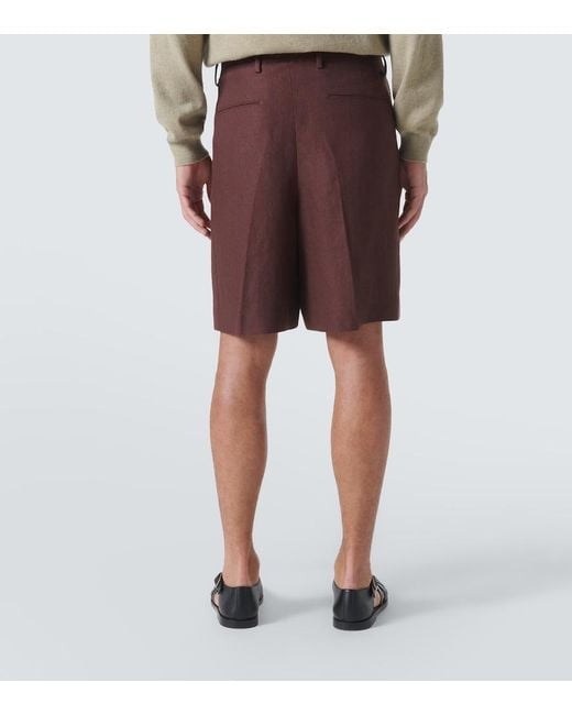 Loro Piana Brown Joetsu Linen Bermuda Shorts for men