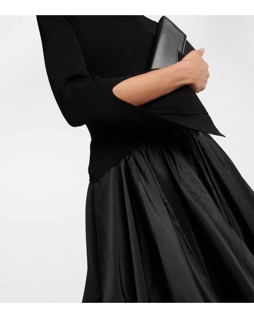 Jonathan Simkhai Black Kenlie Taffeta-trimmed Midi Dress