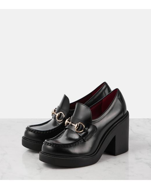 Gucci Black Horsebit Leather Loafer Pumps