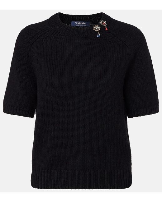 Max Mara Black Top Pepli Aus Wolle Und Kaschmir