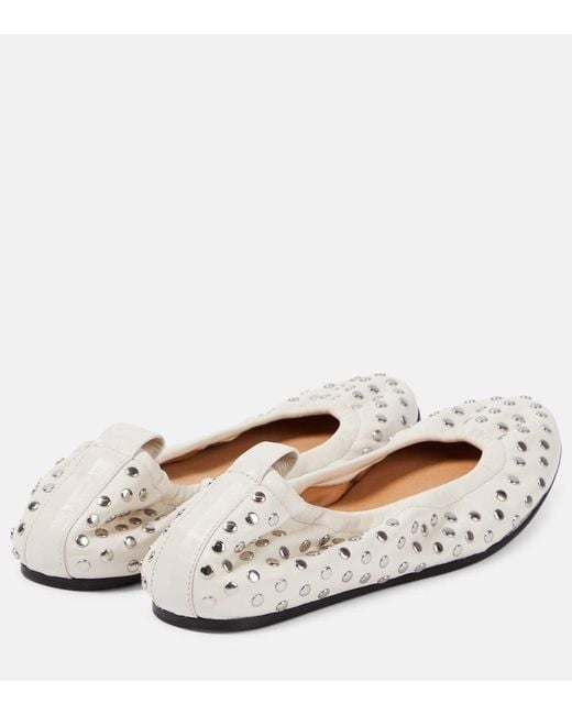 Isabel Marant White Belna Leather Ballet Flat