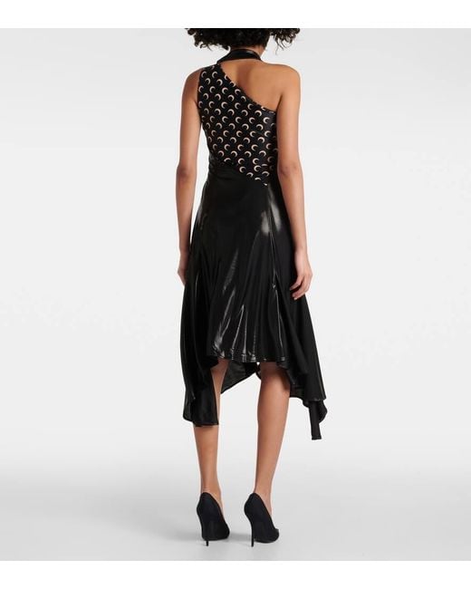 MARINE SERRE Black Midikleid Regenerated Moon Aus Jersey