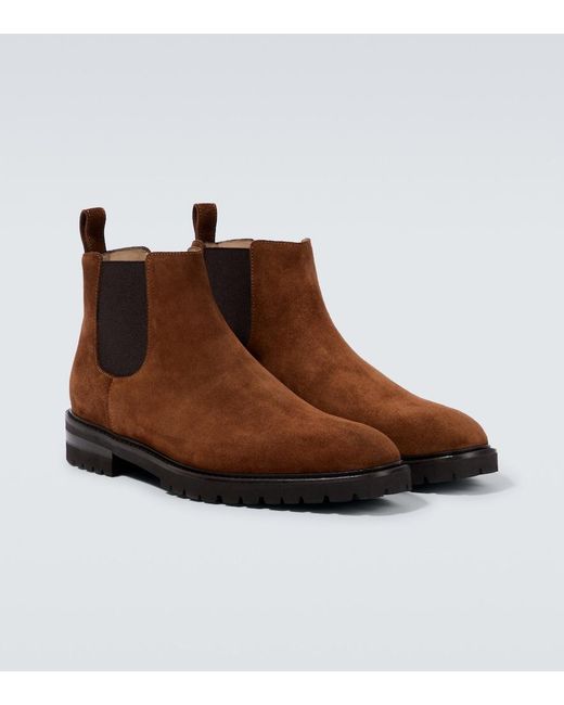 Manolo Blahnik Brown Brompton Suede Chelsea Boots for men