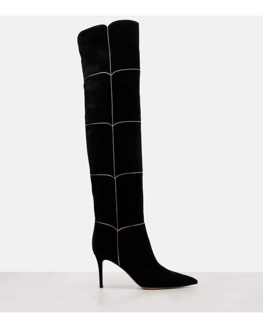 Gianvito Rossi Black Cuissard 85 Suede Knee-High Boots