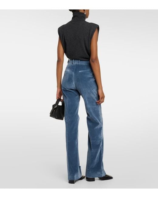 FRAME Blue The Slim Stacked Velvet Pants