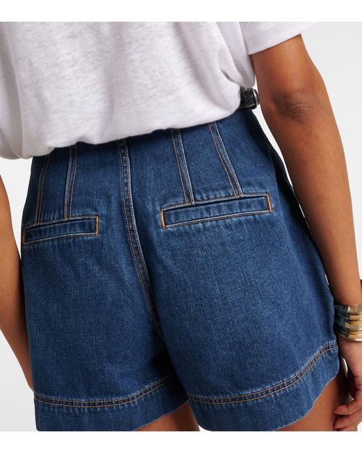 Veronica Beard Blue Jaffe High-Rise Denim Shorts