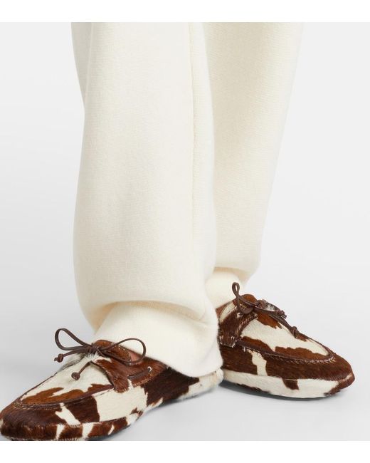 God's True Cashmere White Embellished Cashmere Wide-Leg Pants