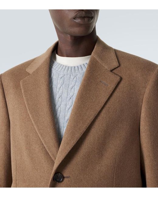 Canali Brown Single-Breasted Wool Coat for men
