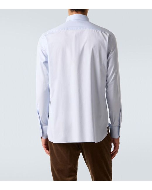 Zegna Blue Cotton-Blend Shirt for men