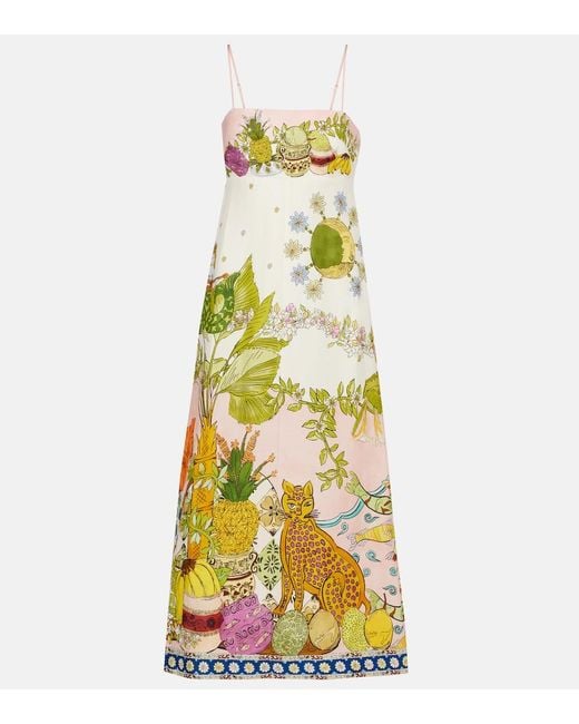 ALÉMAIS Yellow Hazel Printed Linen-Blend Maxi Dress