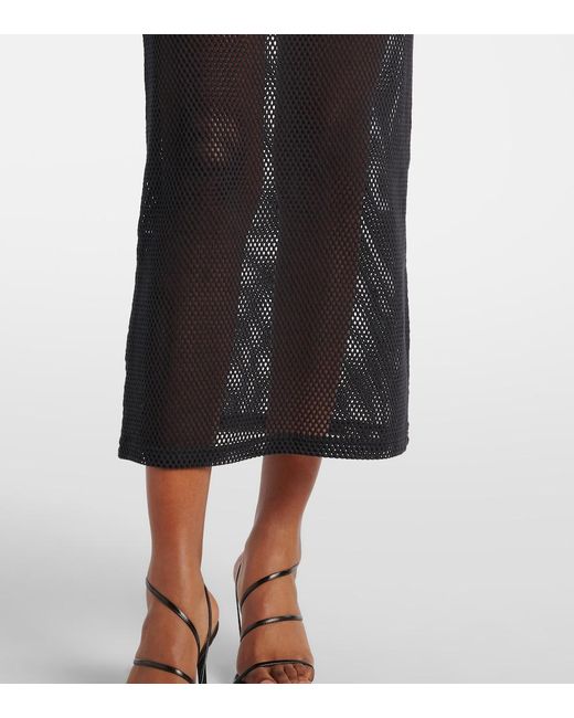 Courreges Black Holistic Sheer Cotton Midi Dress