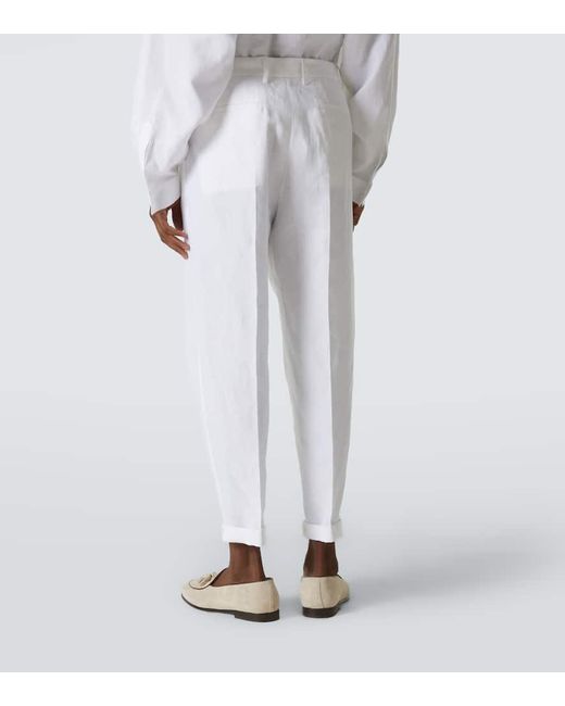 Dolce & Gabbana Anzughose Aus Leinen in White für Herren