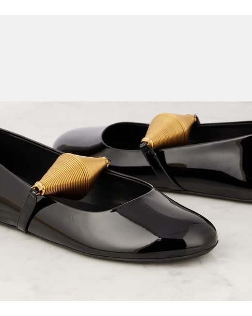 Alaïa Black Patent Leather Strap Ballet Flats