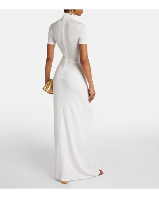 Christopher Esber White Fusion Ruched Maxi Dress