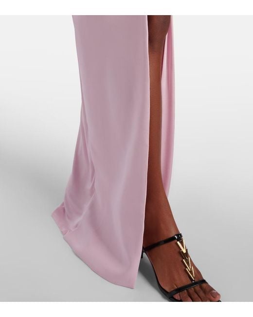 Versace Pink Draped One-Shoulder Ruched Gown