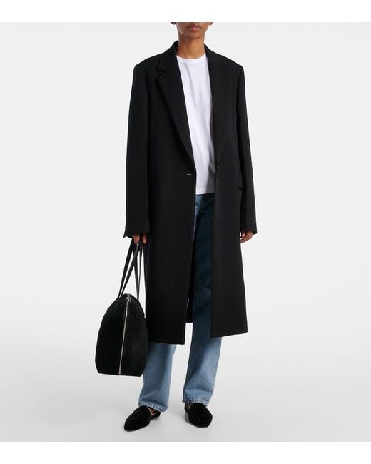 Totême  Black Wool-Blend Canvas Coat