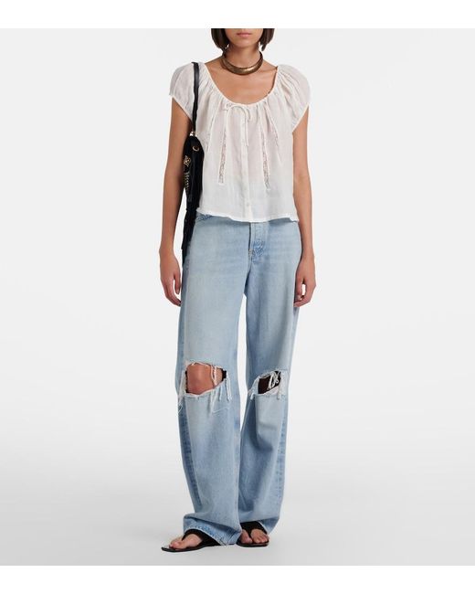 Citizens of Humanity White Tatev Lace-Trimmed Top