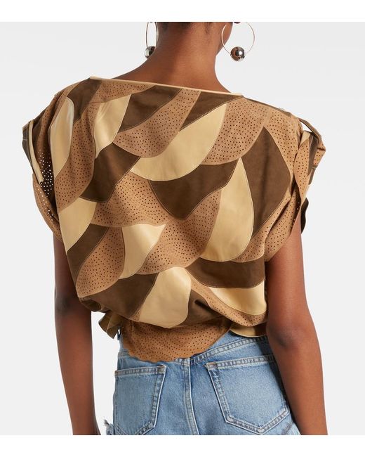 Isabel Marant Brown Dalmy Perforated Suede Top