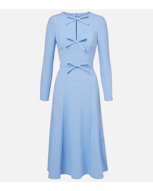 Vestido Midi De Crepe Con Lazo Carolina Herrera de color Blue