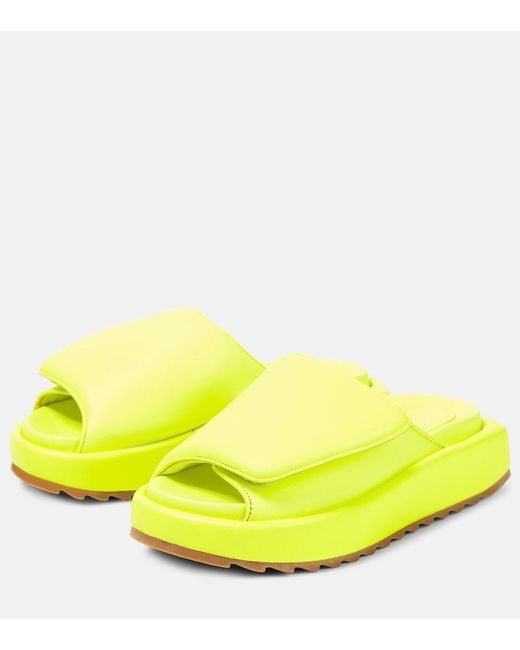 Gia Borghini Yellow Gia 1 Leather Slides