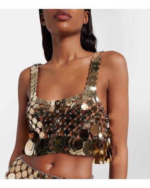 Rabanne Brown Sequined Crop Top